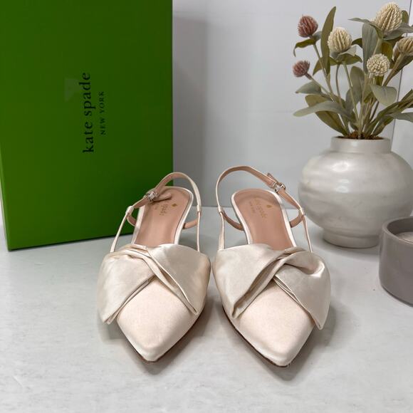 Kate Spade Marseille Kitten Heels Slingback Ivory Bridal Women's 9.5B - Picture 2 of 11